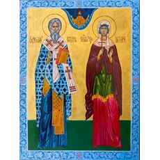 Icon Holy Hieromartyr Cyprian and Holy Martyr Justina
