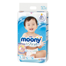 Moony Baby Diapers Tape Type UNICHARM "Moony" L 54 pcs. (9-14)